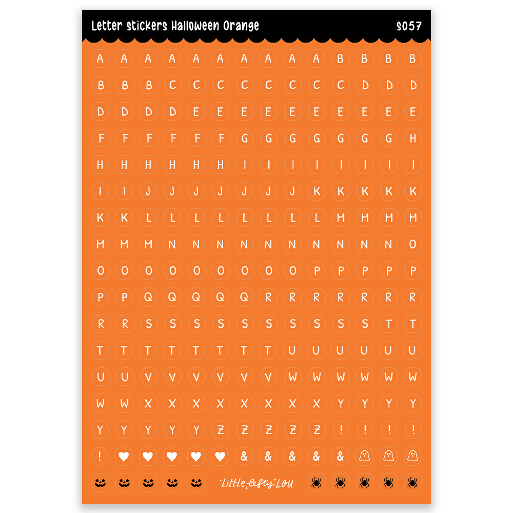 Pre-Order: A5 Orange Halloween Letters Sticker Sheet (S057)