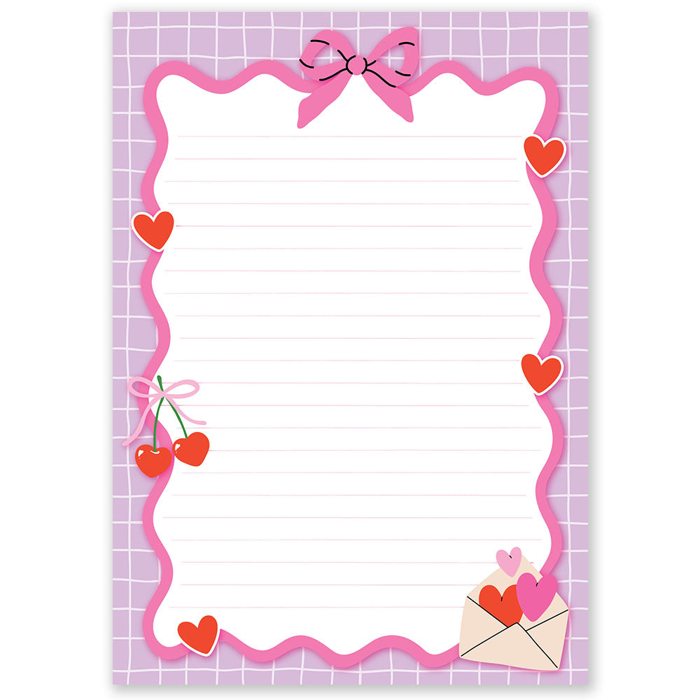 A5 Cherry Love Notepad Double Sided - Little Lefty Lou
