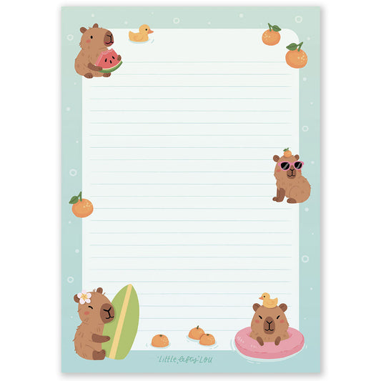 A5 Capybara Beach Day Notepad