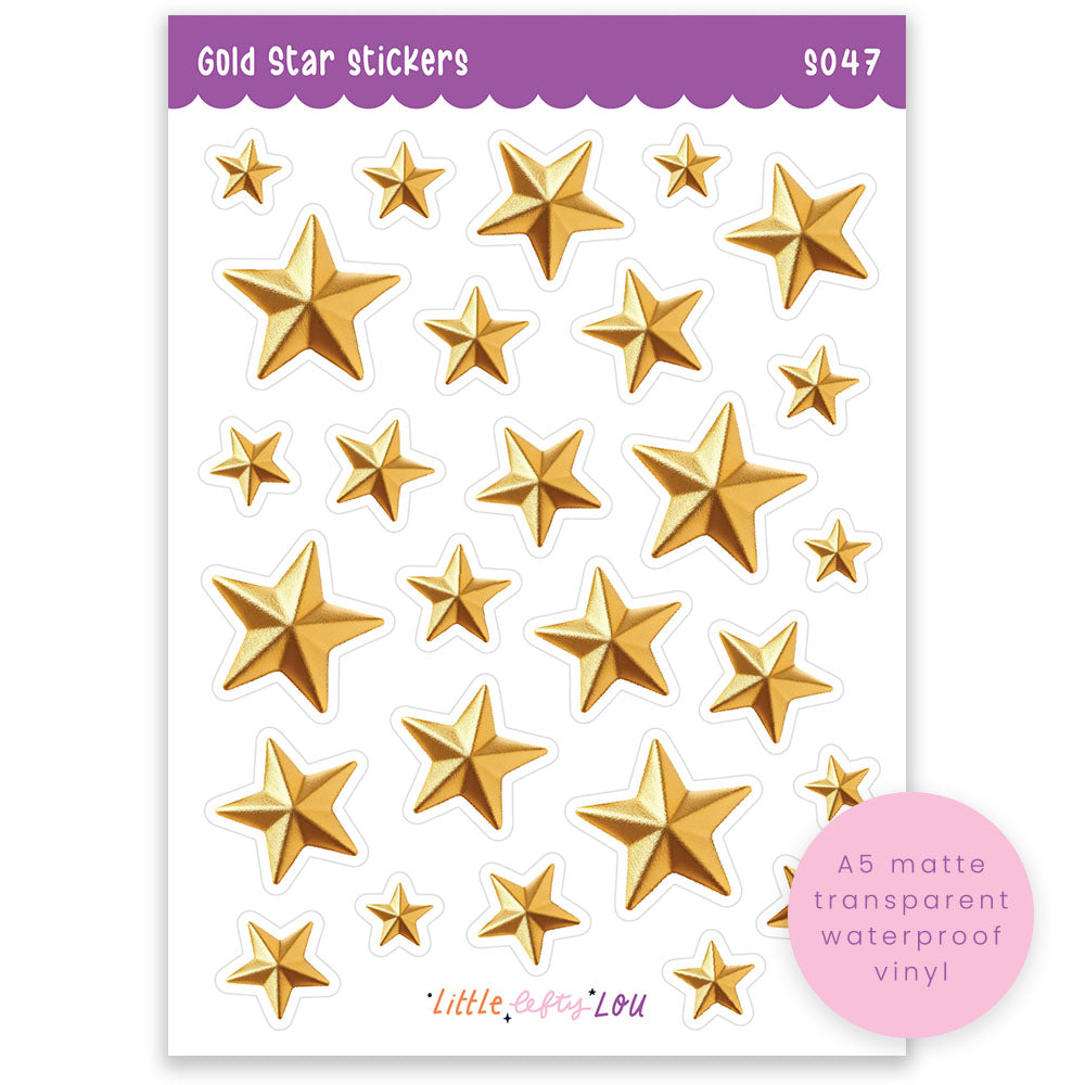 A6 Gold Star Sticker Sheet (S047)