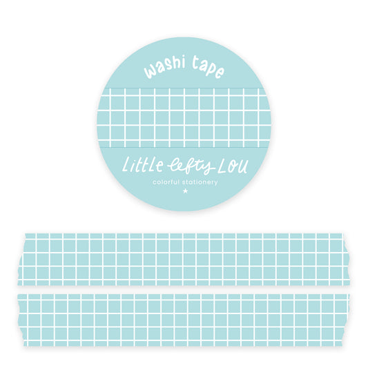 Licht Blauw Grid Washi Tape