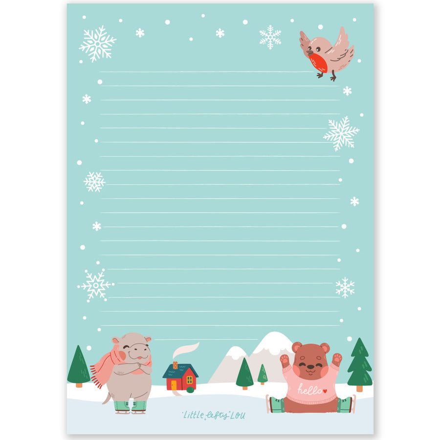A5 Winter Ice Skating Schrijfblok - Little Lefty Lou