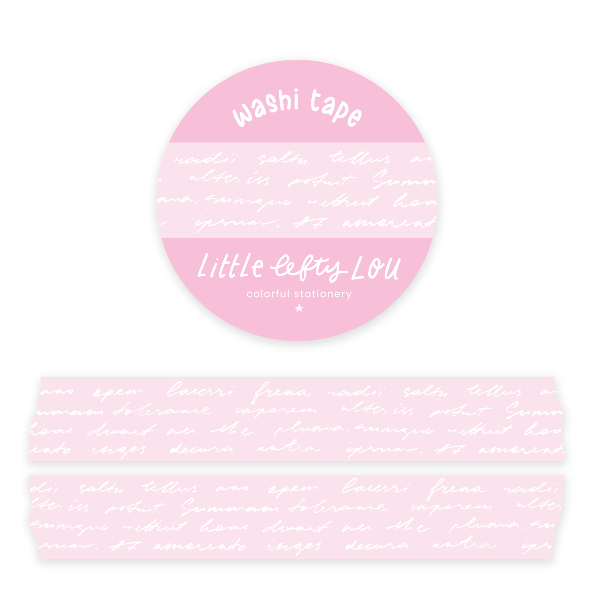 Script Light Pink Washi Tape - Little Lefty Lou