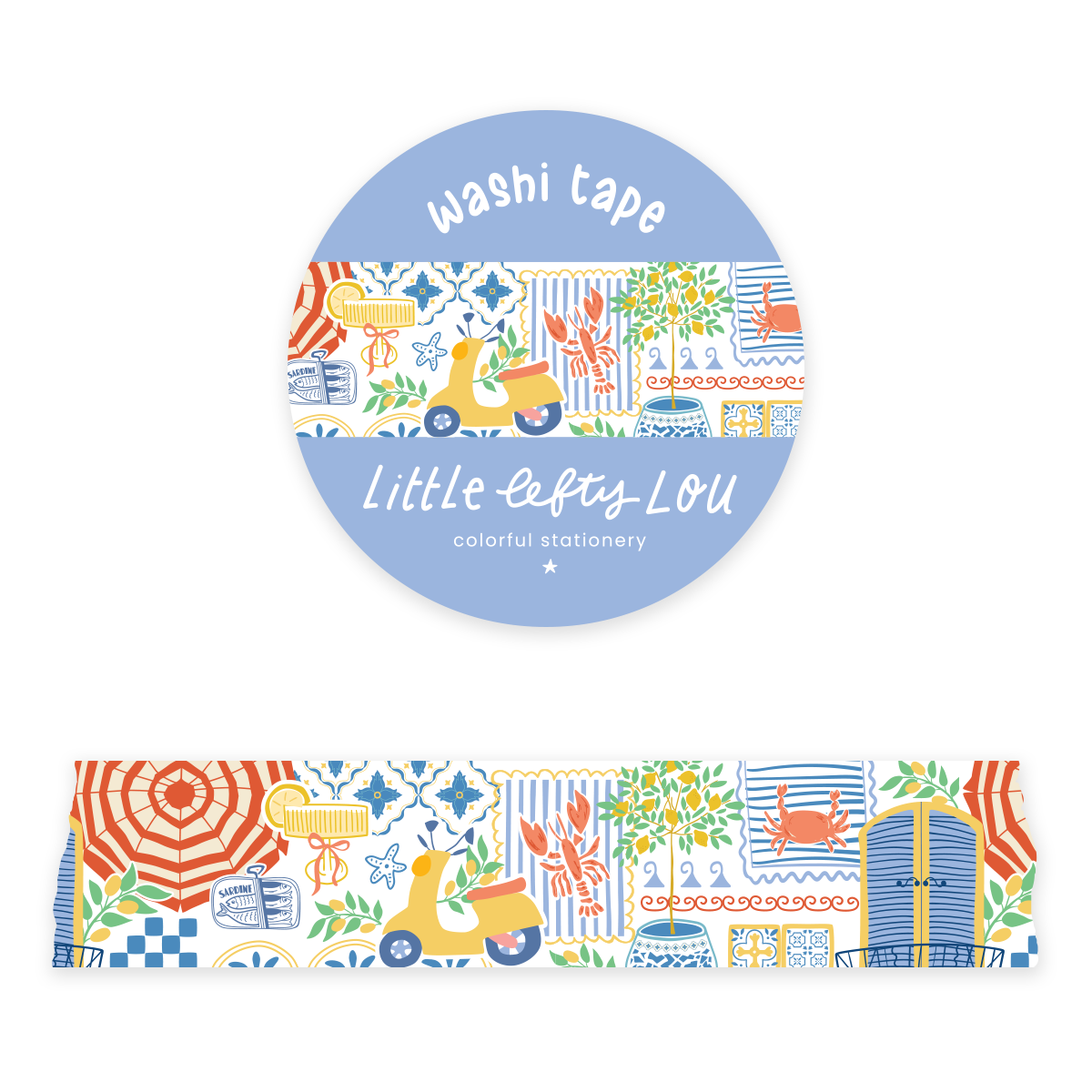 Wide Mediterranean Summer Washi Tape - Little Lefty Lou