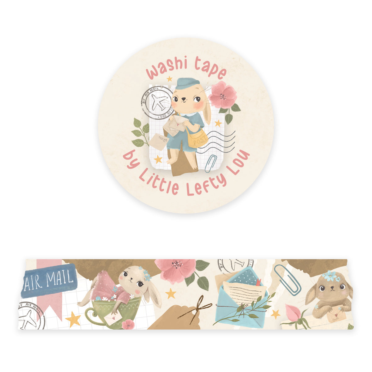 Brede Bunny Mail Washi Tape