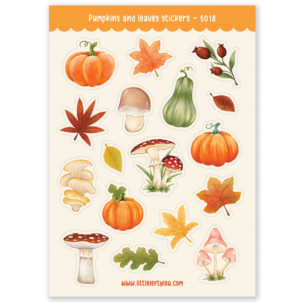 Pumpkins & Leaves Stickers (S018)