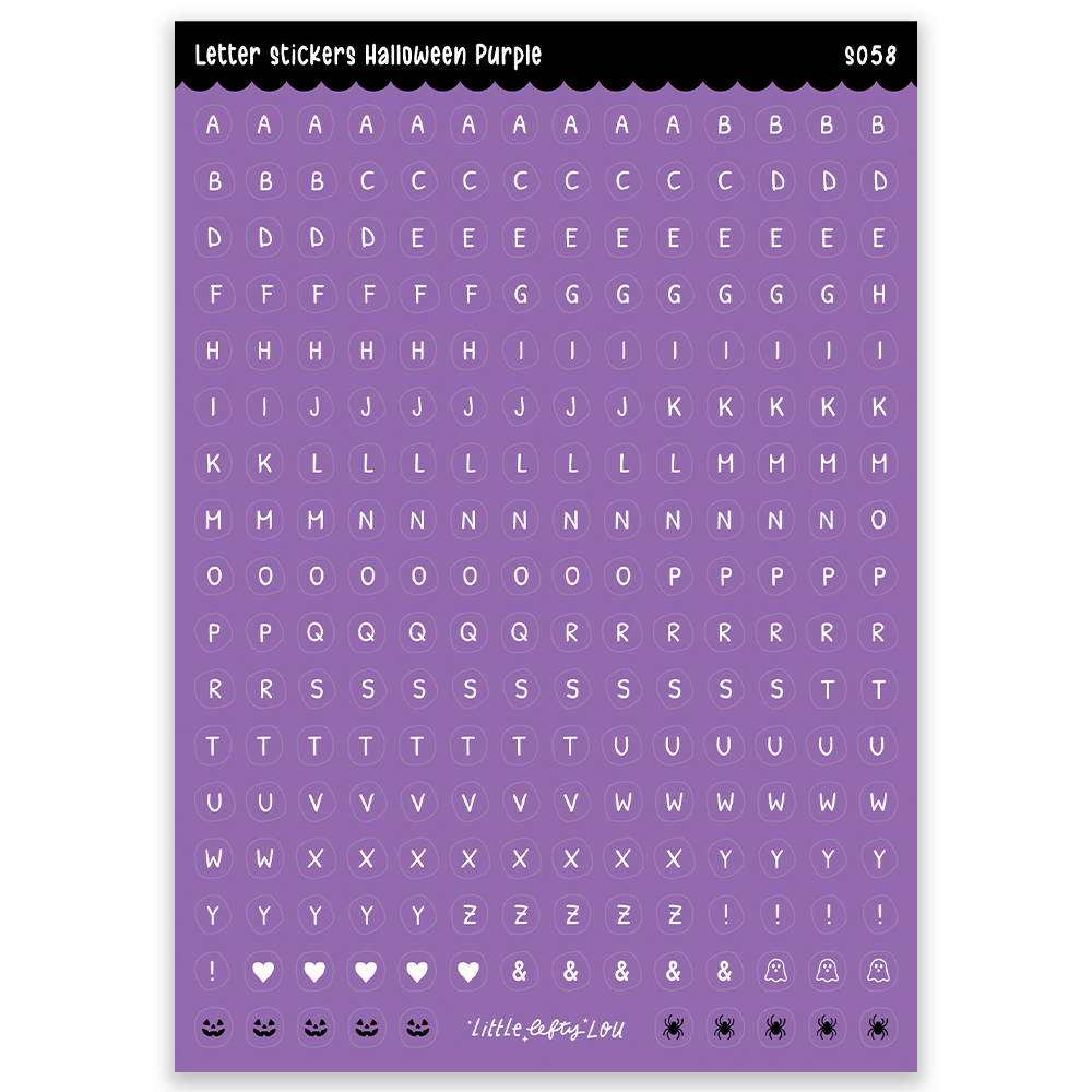 Pre-Order: A5 Purple Halloween Letters Sticker Sheet (S058)