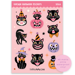 Pre-Order: A6 Pink Vintage Halloween Sticker Sheet (S066)