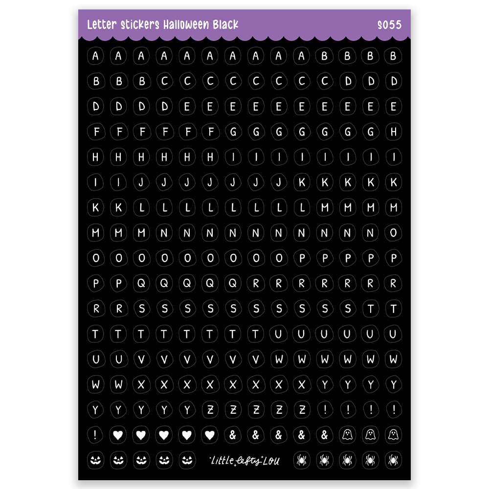 Pre-Order: A5 Black Halloween Letters Sticker Sheet (S055)