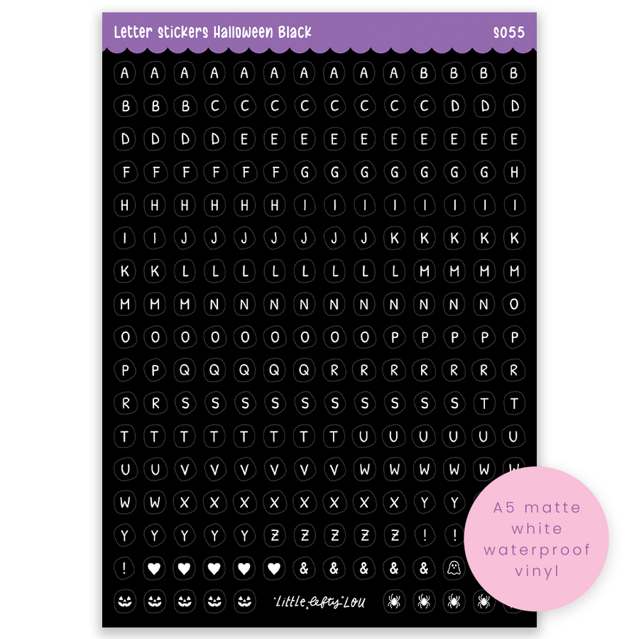 A5 Black Halloween Letters Sticker Sheet (S055)