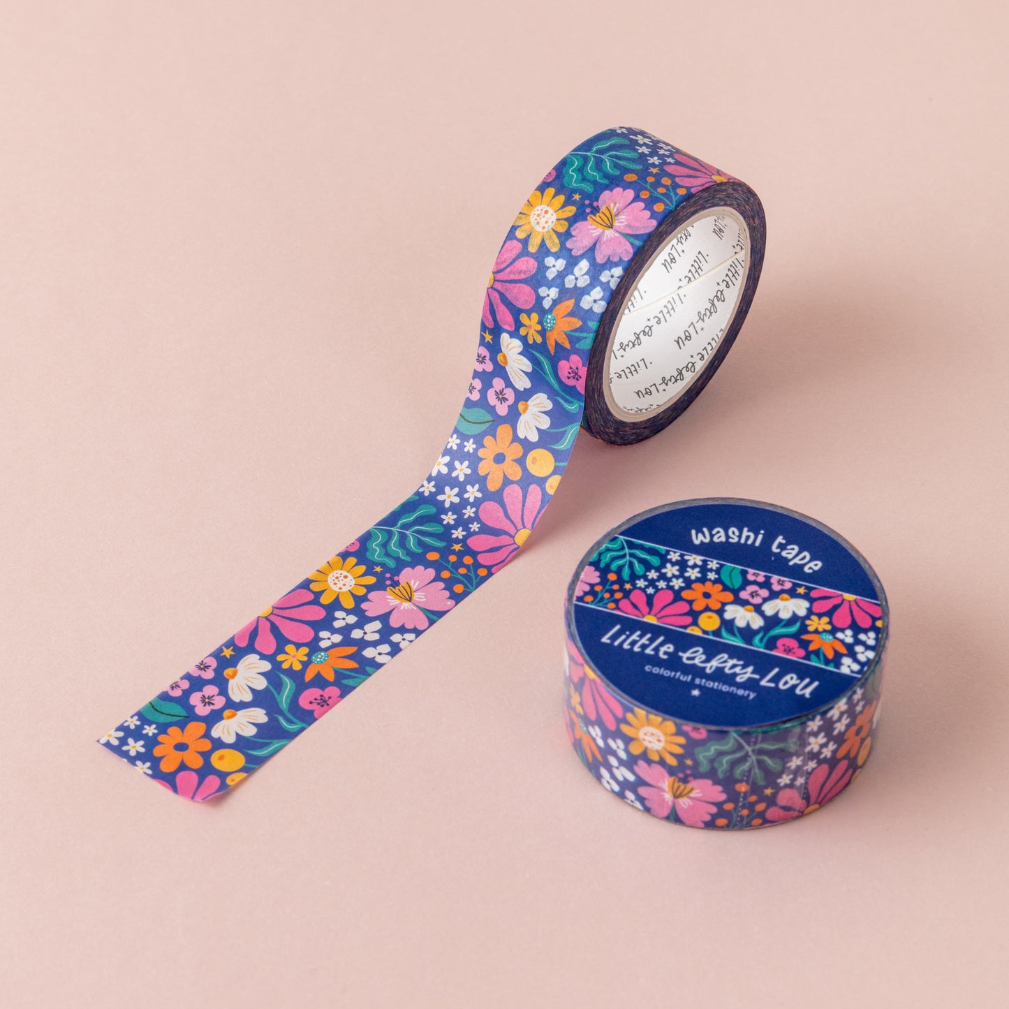 Wide Blue Flowers Washi Tape