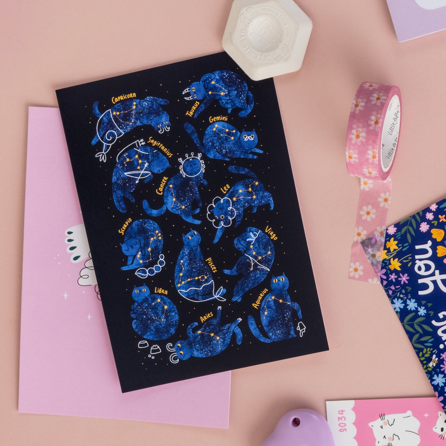 Cat Zodiac Galaxy Postcard