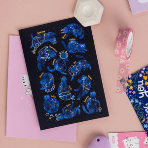Cat Zodiac Galaxy Postcard