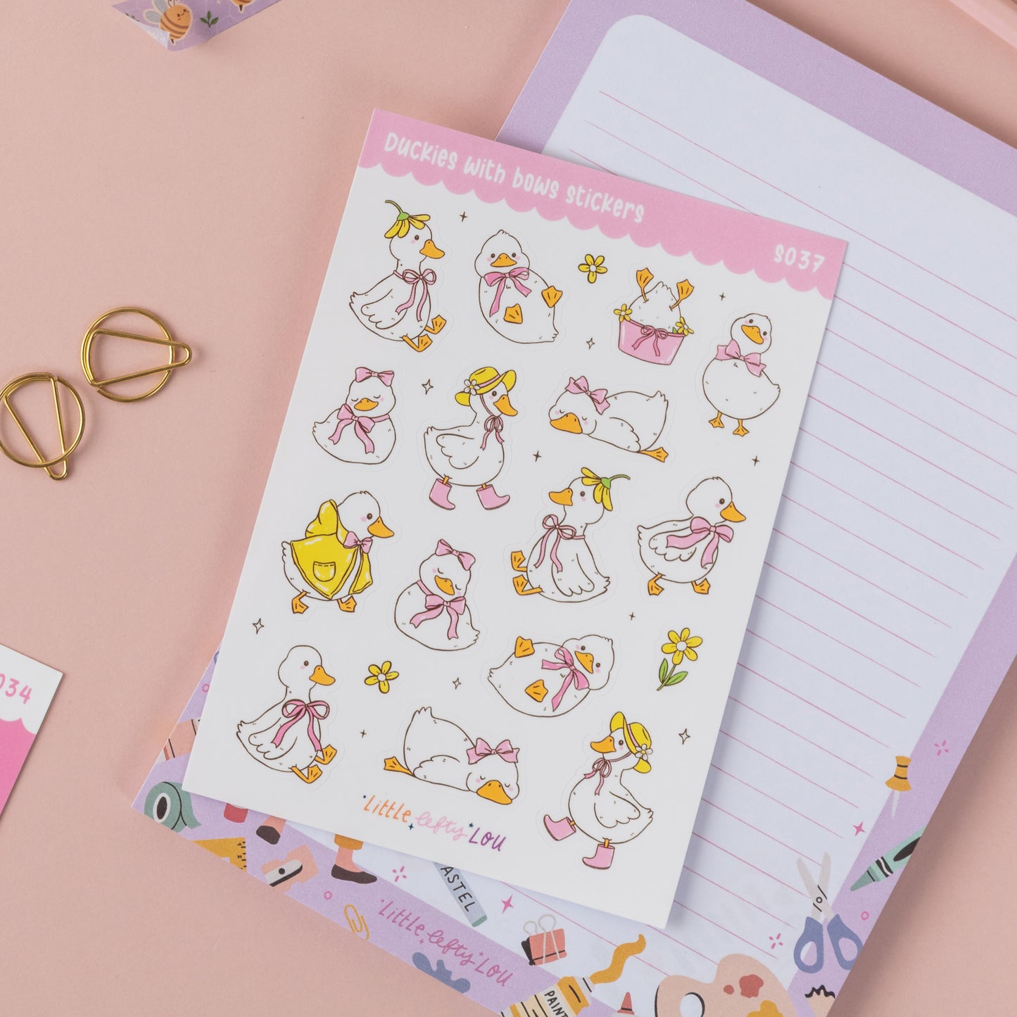 A6 Duckies With Bows Sticker Sheet (S037)