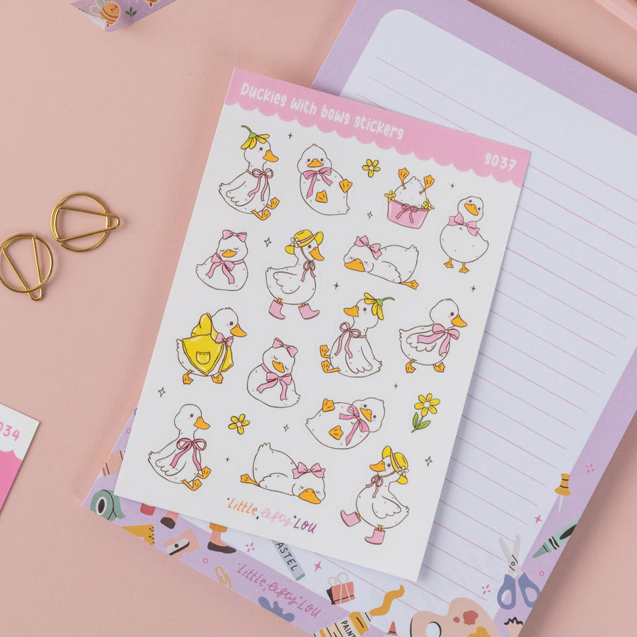 A6 Duckies With Bows Sticker Sheet (S037)