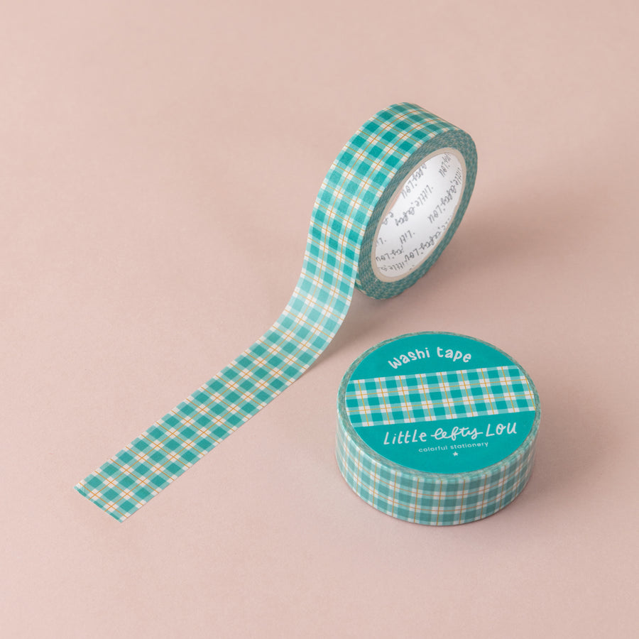 Teal Gingham Washi Tape