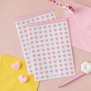 A5 Pink Heart Letter Sticker Sheet (S049)