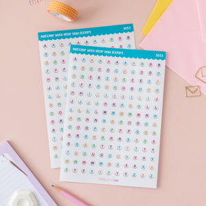 A5 Multicolor White Letter Bead Sticker Sheet (S053)