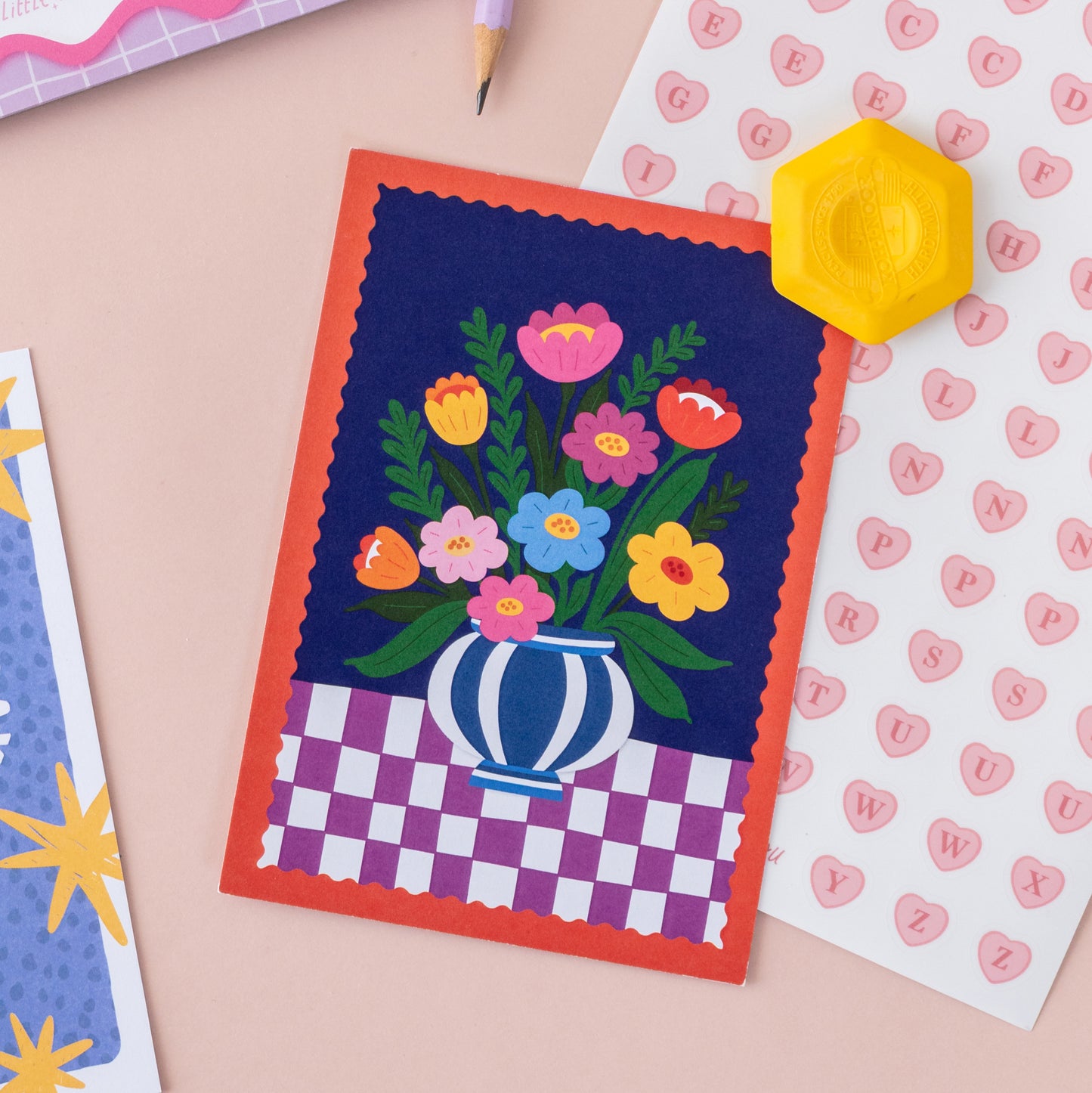 Retro Floral Bouquet Postcard