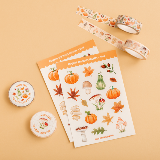 Pumpkins & Leaves Stickers (S018)