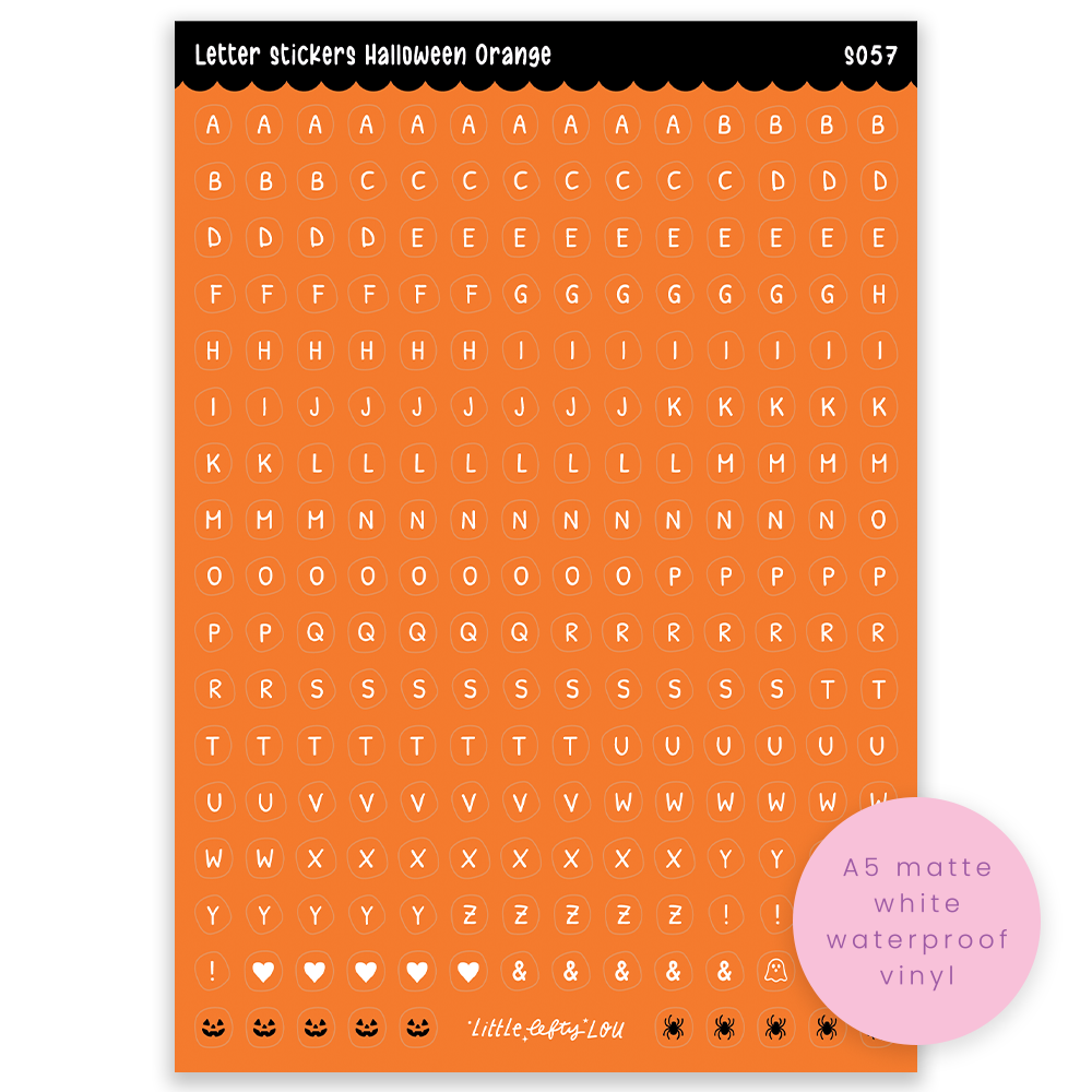 Pre-Order: A5 Orange Halloween Letters Sticker Sheet (S057)