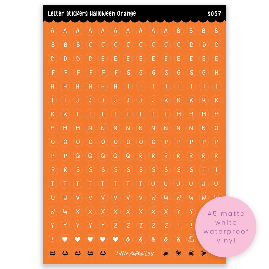 A5 Orange Halloween Letters Sticker Sheet (S057)
