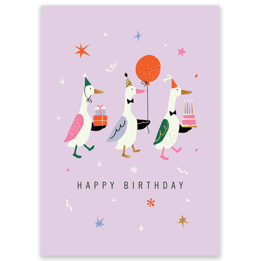 3 Geese Happy Birthday Postcard - Little Lefty Lou