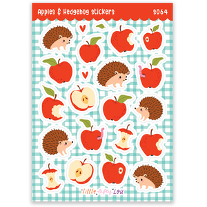 Pre-Order: A6 Apples & Hedgehogs Sticker Sheet (S064)