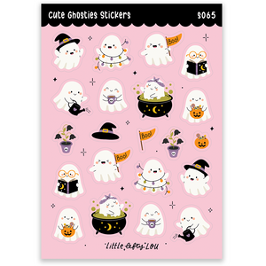 Pre-Order: A6 Pink Cute Ghosties Sticker Sheet (S065)