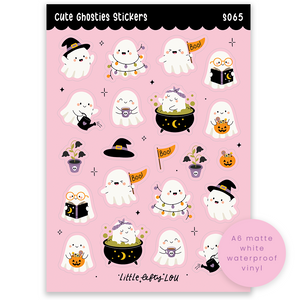 Pre-Order: A6 Pink Cute Ghosties Sticker Sheet (S065)