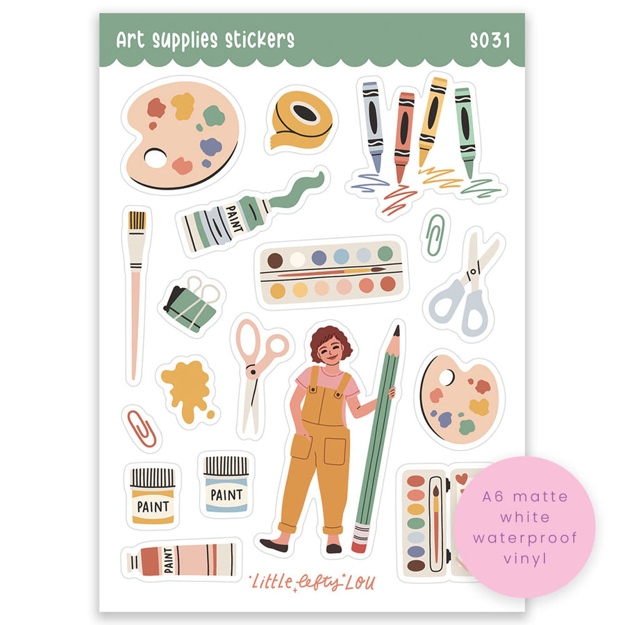 A6 Art Supplies Sticker Sheet (S031)
