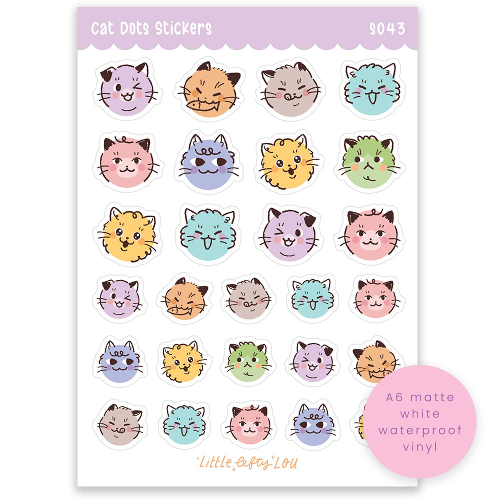 A6 Cat Dots Sticker Sheet (S043)
