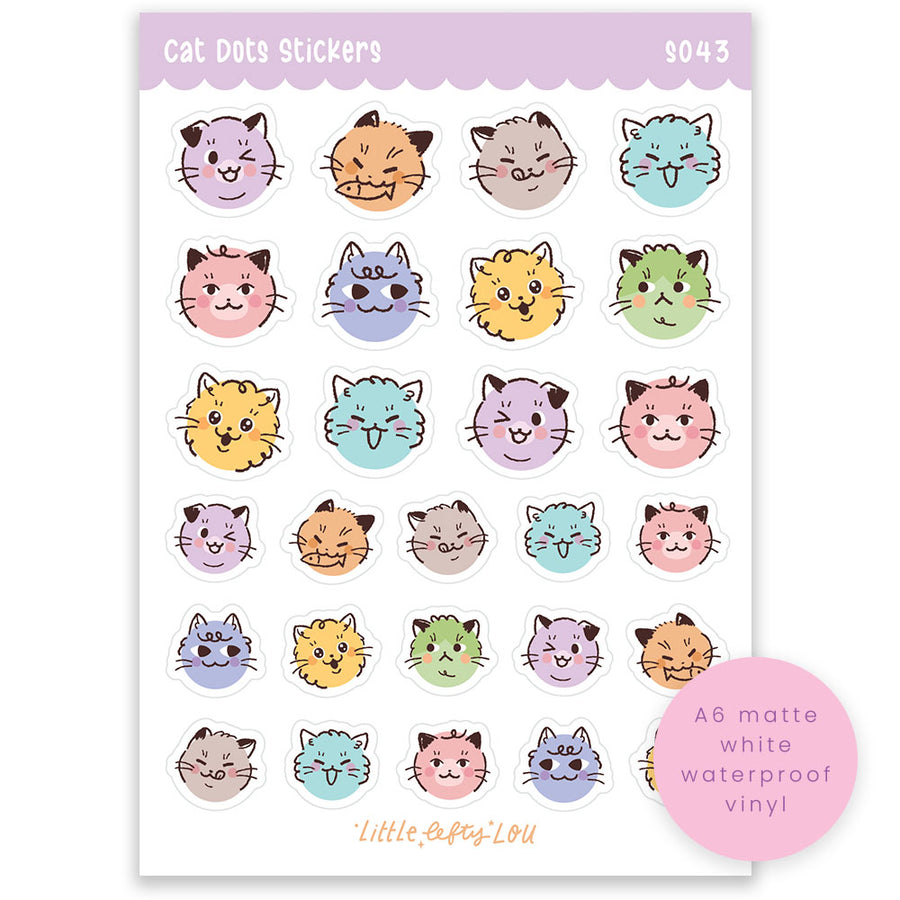 A6 Cat Dots Sticker Sheet (S043)