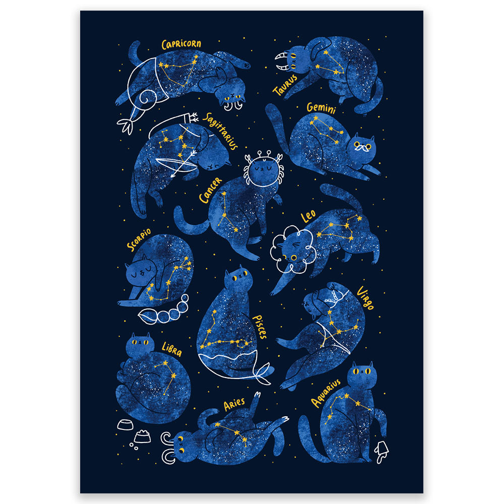 Cat Zodiac Galaxy Postcard - Little Lefty Lou
