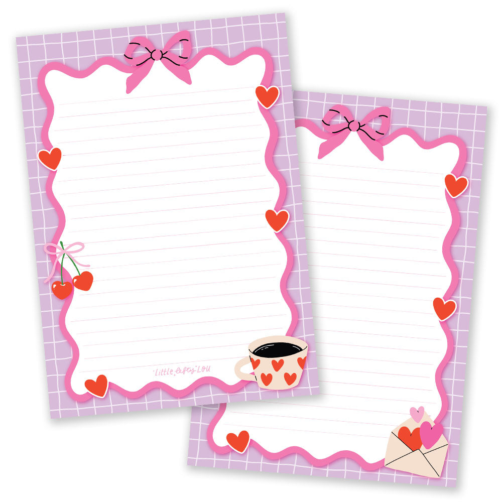 A5 Cherry Love Notepad Double Sided - Little Lefty Lou