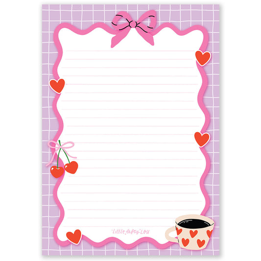 A5 Cherry Love Notepad Double Sided - Little Lefty Lou
