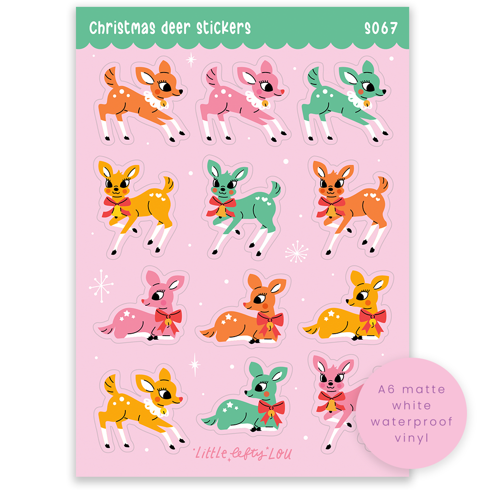 A6 Christmas Deers Sticker Sheet (S067)