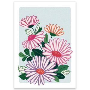 Colorful Daisies Blooming Postcard