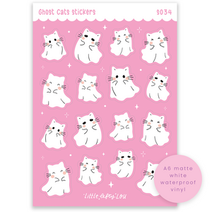 A6 Ghost Cats Sticker Sheet (S034)