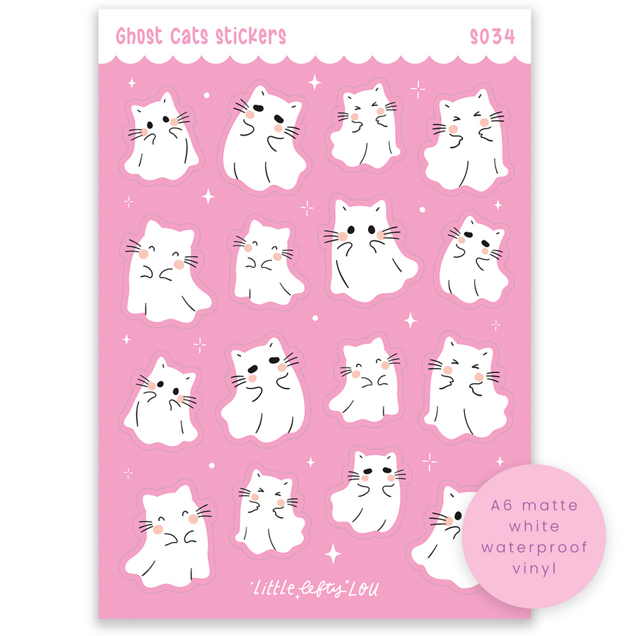A6 Ghost Cats Sticker Sheet (S034)
