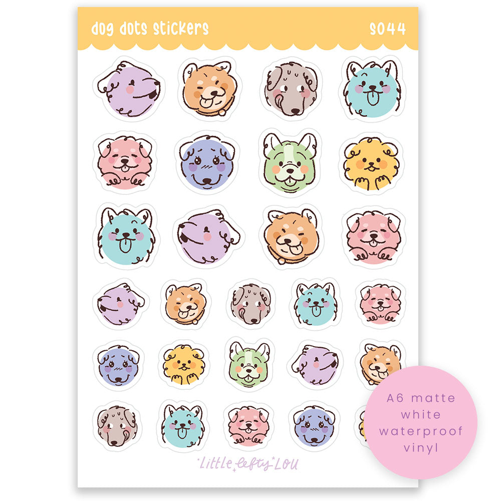 A6 Dog Dots Sticker Sheet (S044)