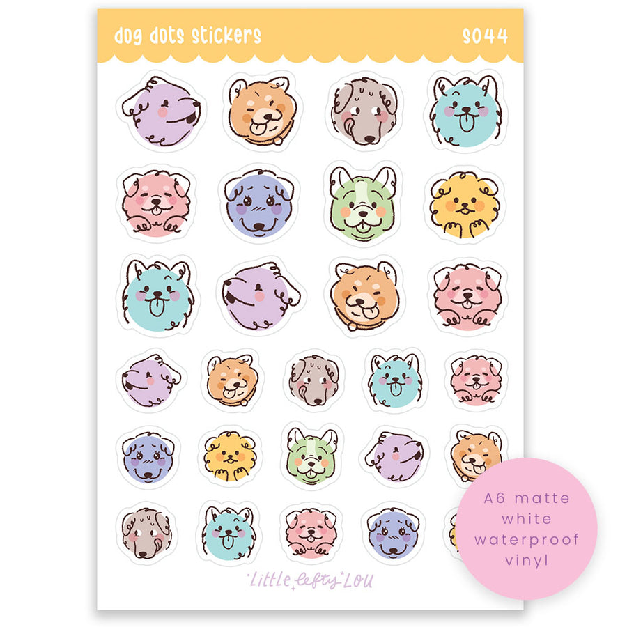 A6 Dog Dots Sticker Sheet (S044)