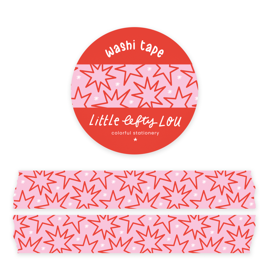 Doodle Stars Pink Washi Tape