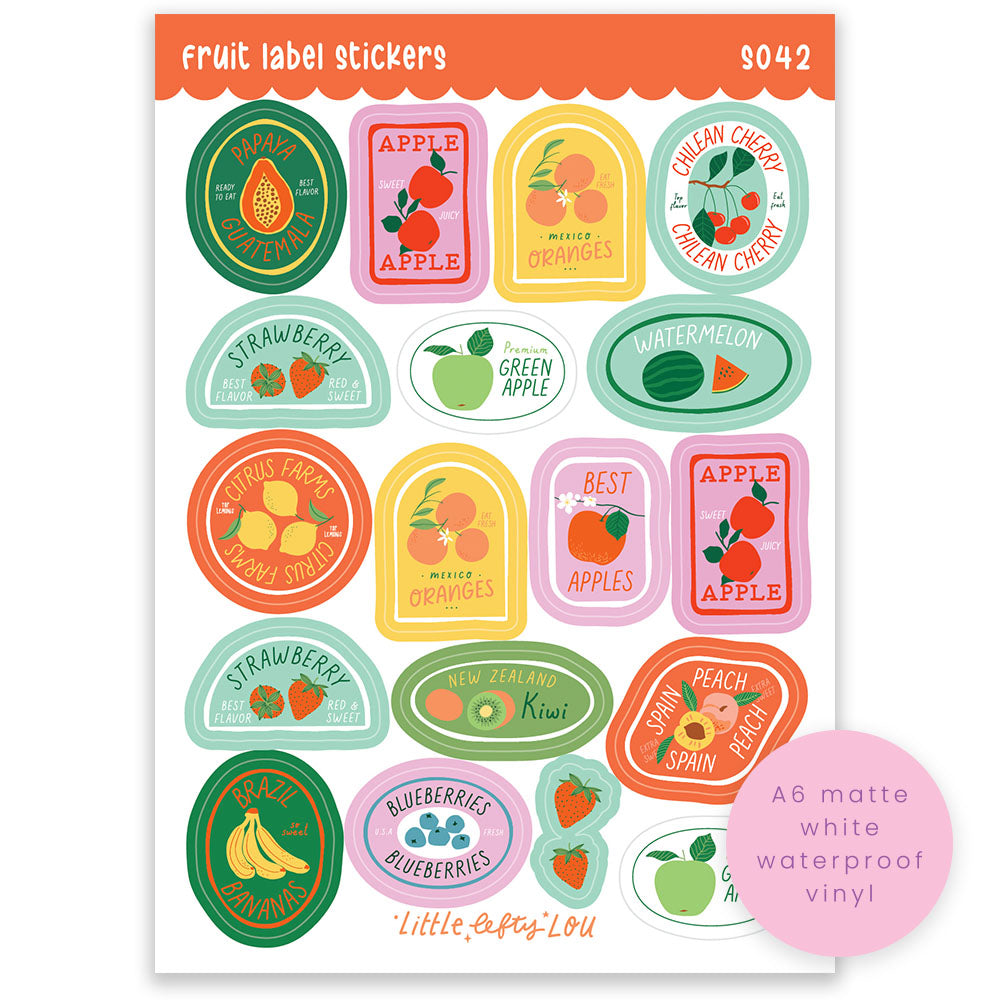 A6 Fruit Label Sticker Sheet (S042)