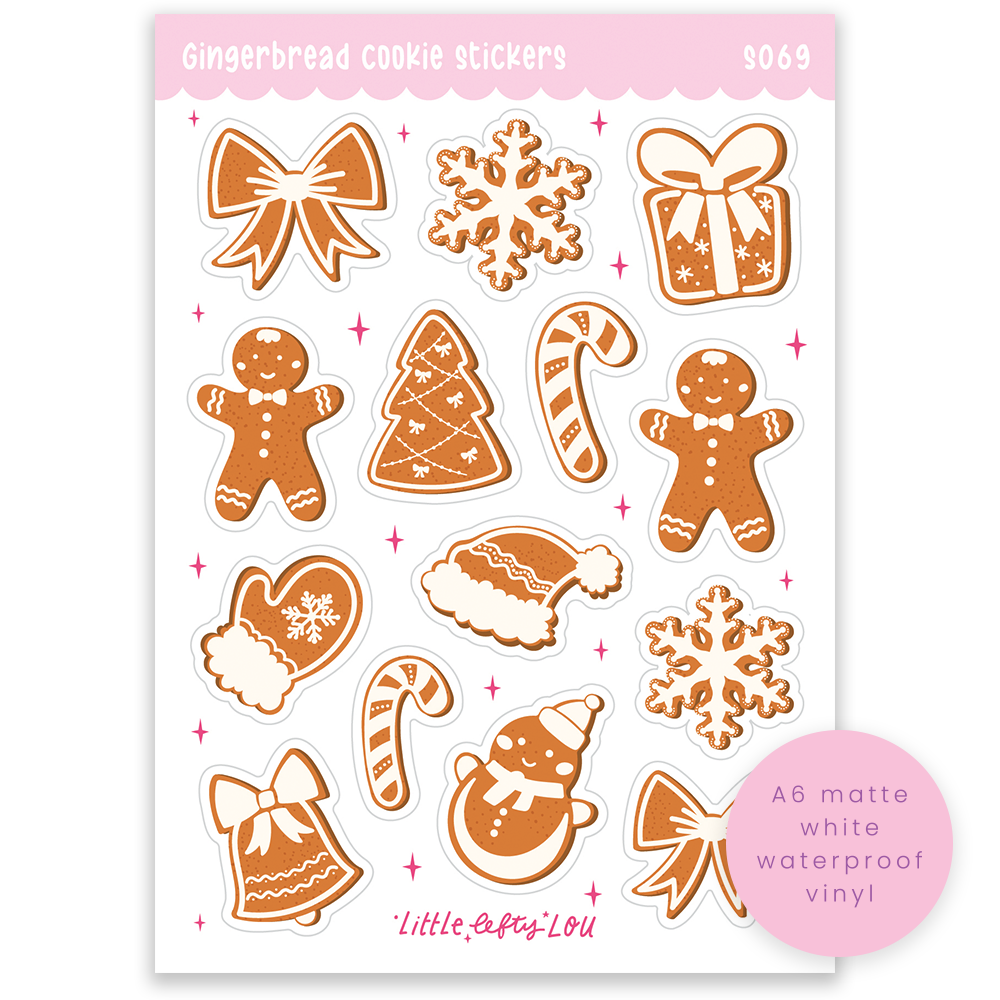 A6 Gingerbread Cookie Sticker Sheet (S069)