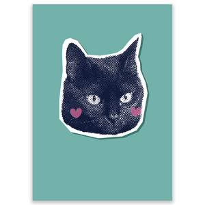 Halftone Black Cat Postcard