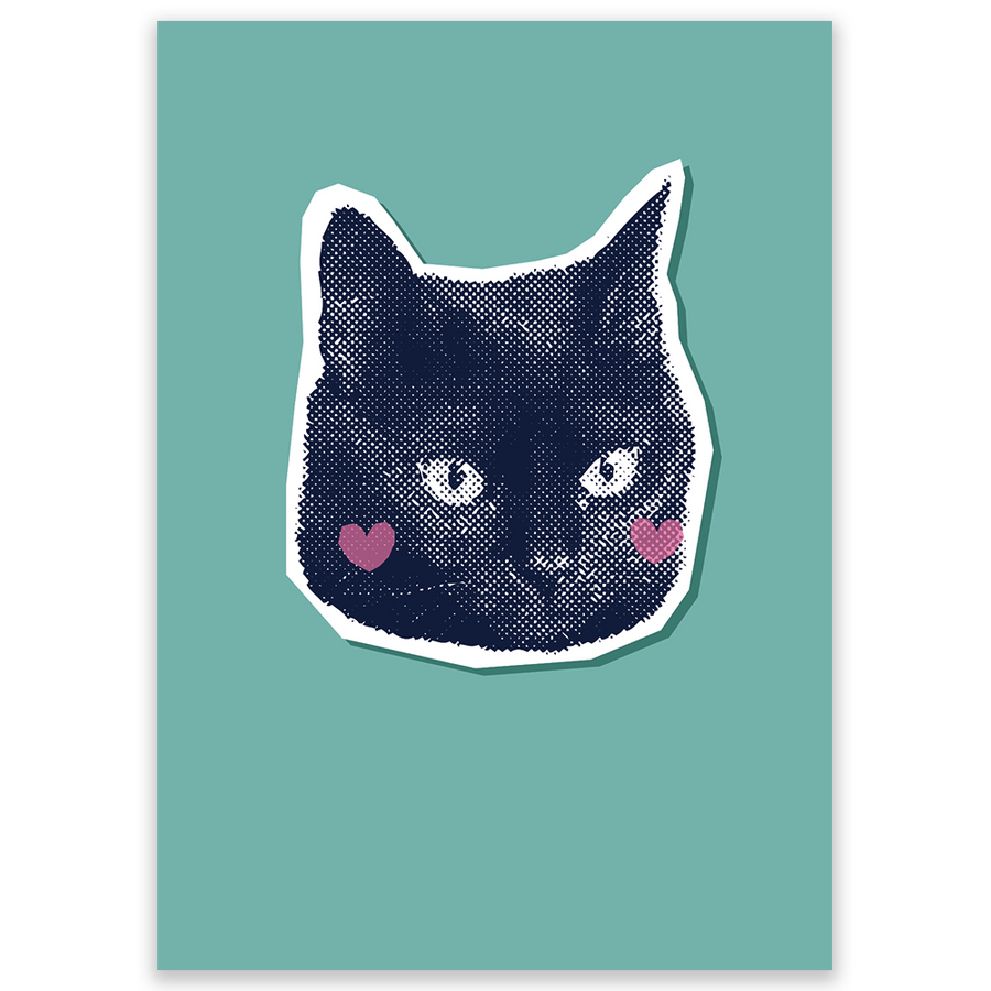 Halftone Black Cat Postcard