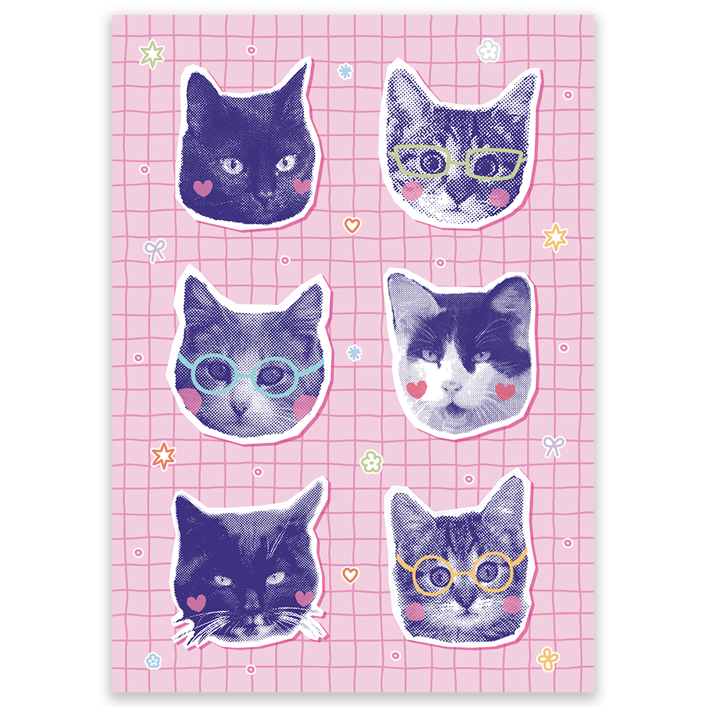 Halftone Cats Postcard