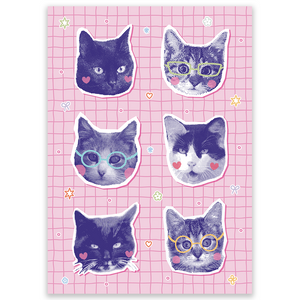 Halftone Cats Postcard