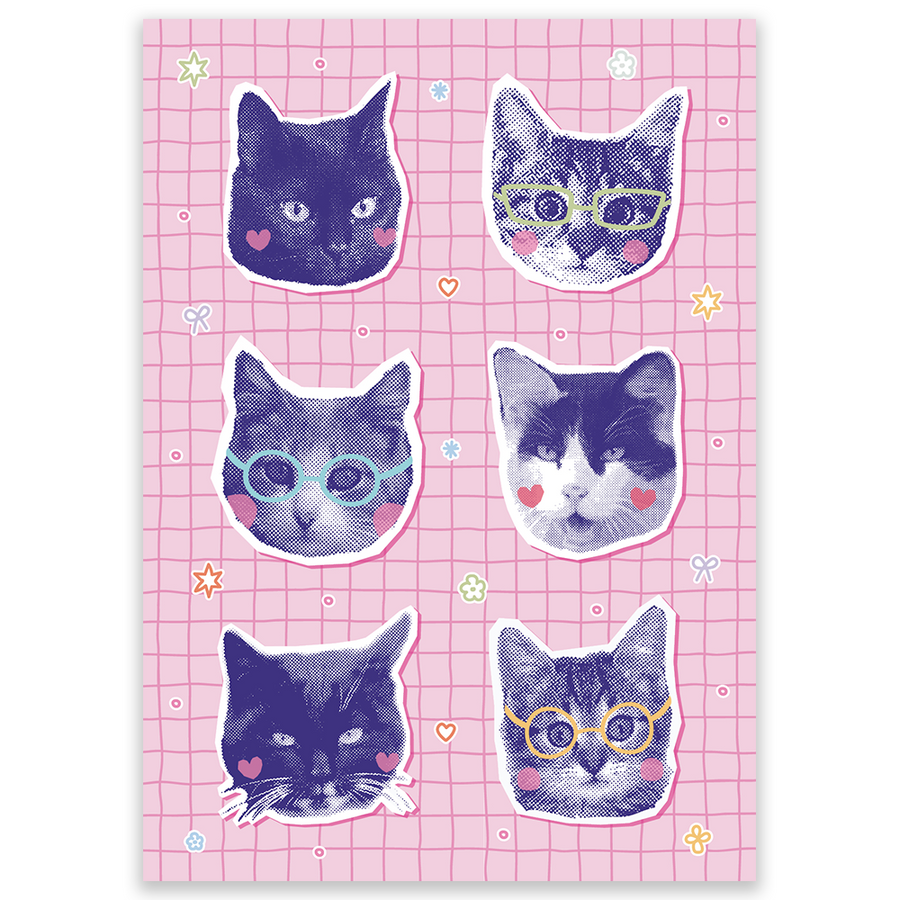 Halftone Cats Postcard